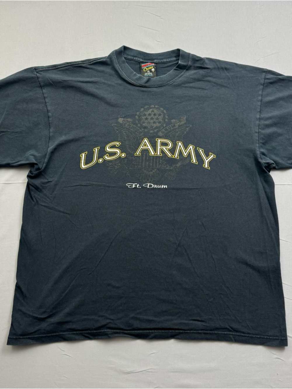 Vintage Soffe's Choice Black Army Ft. Drum Graphic Men's T-Shirt XL Short Sleeve